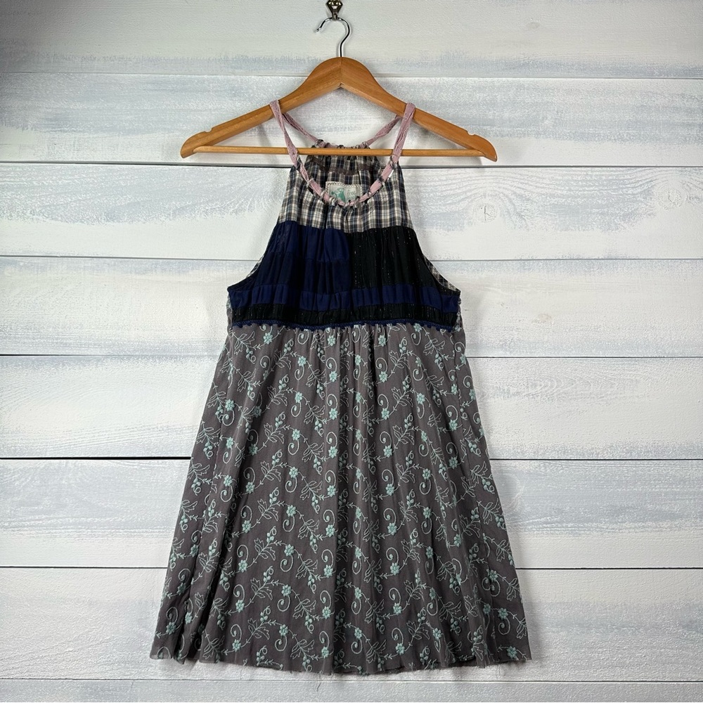 Free People Vintage Racerback Plaid Mesh Rank Top Women’s Size Small
